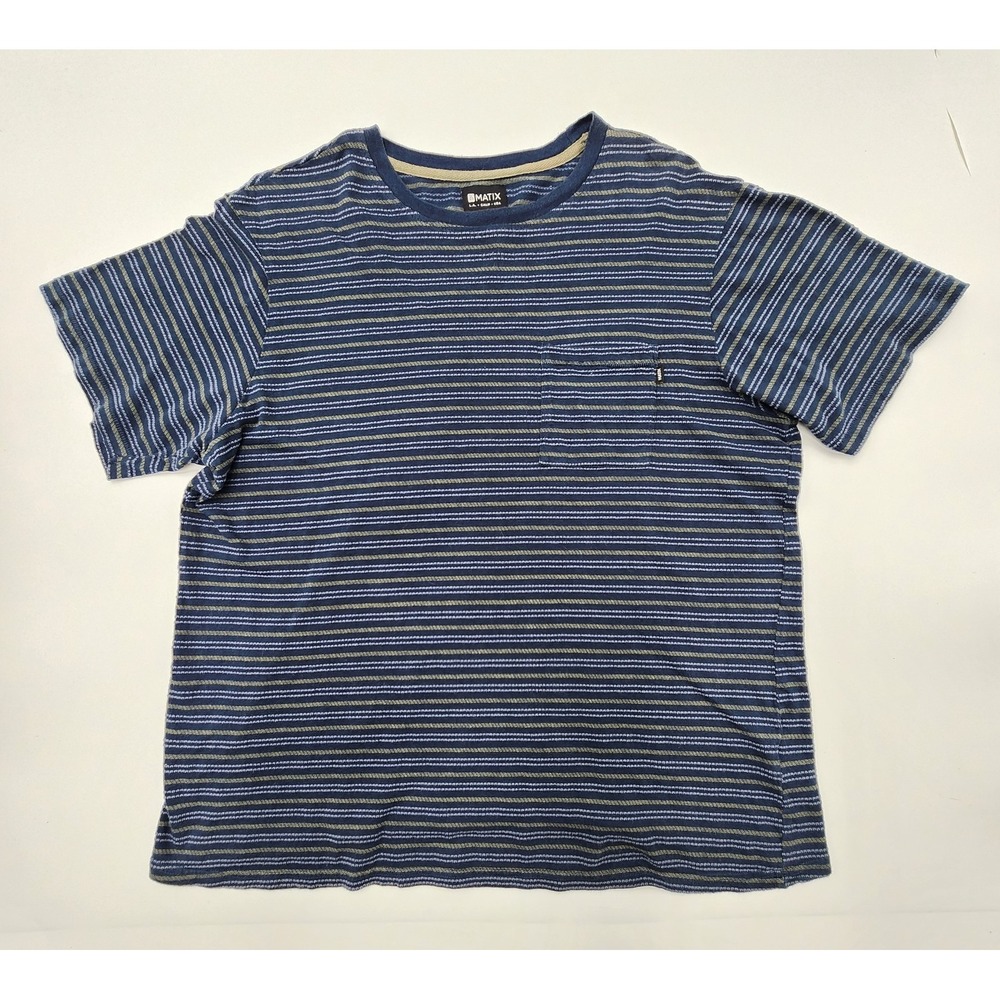 Mens Vintage Matix Tshirt Made in USA L Striped‎ Navy Thread Collective Inc